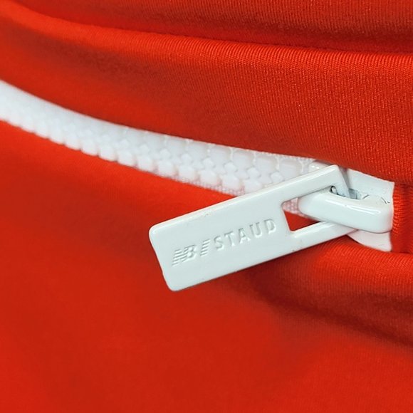 NWT New Balance STAUD Performance CROP‎ TOP Large Red Pink Color Block Fitness - Picture 2 of 15